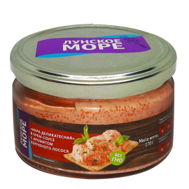 Икра деликатесная в крем-соусе с ароматом копченого лосося "Лунское море" 170г